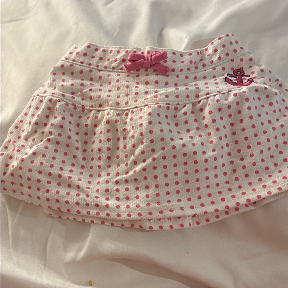 Pink Polka Dot Skirt with Bow and Anchor 6-9 months